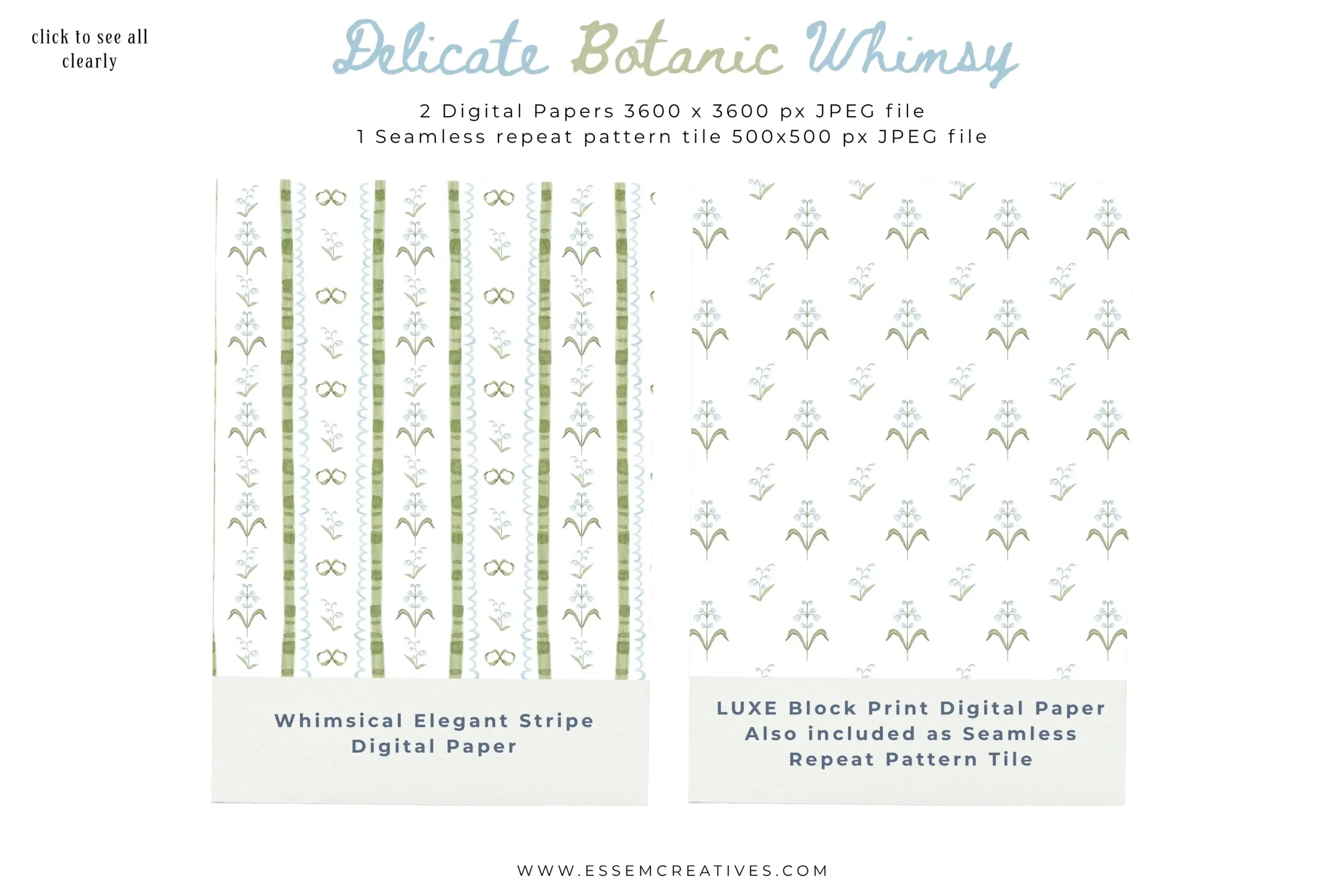 Delicate Botanic Whimsy Blue & Green Watercolor Floral Border, Grandmillenial Block Print Motifs Seamless Patterns, Classic Luxe Event Decor Sublimation PNG. Commercial use graphics for creative businesses. Commercial use license included in the base price for single person businesses. Click to see more>>