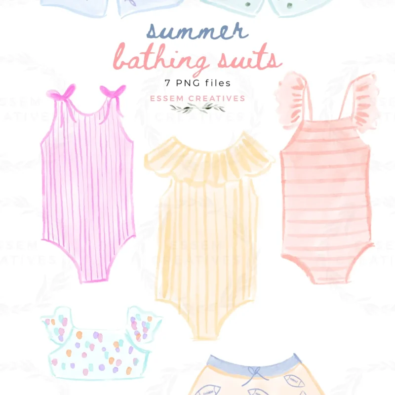 Kids Swimsuits Bathing Suit Clipart Sublimation PNG, Coquette Girl Swimwear Swimming Costume, Boy Swim Trunk, Hand Drawn Whimsical Aesthetic | Commercial use graphics to use in your creative business to create stationery designs, social media posts, branding and website graphics, and more. Click to see more>>