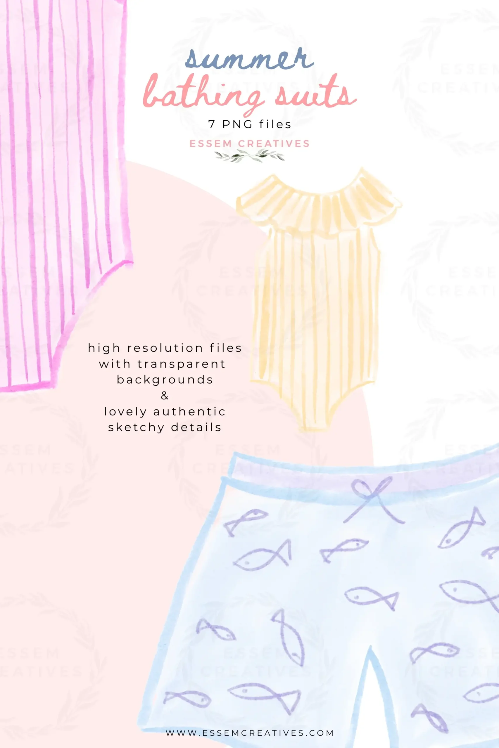 Kids Swimsuits Bathing Suit Clipart Sublimation PNG, Coquette Girl Swimwear Swimming Costume, Boy Swim Trunk, Hand Drawn Whimsical Aesthetic | Commercial use graphics to use in your creative business to create stationery designs, social media posts, branding and website graphics, and more. Click to see more>>