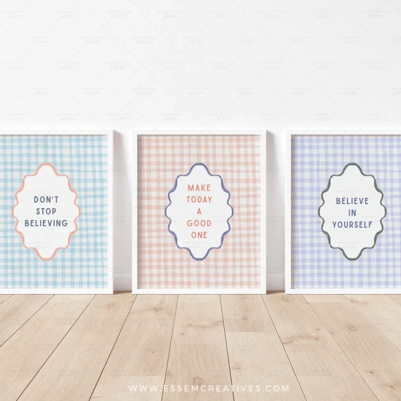Cottagecore Motivational Posters Prints, PRINTABLE Set of 6 Office Gallery Wall Art Prints, Classroom Homeschool Decor, Vintage Gingham Art | Print and put up this SET OF 6 Cottagecore Motivational Prints in a dreamy watercolor vintage style to create a neutral, calming and well designed space - in your office, living room, child's room, playroom, homeschool or even in your classroom or daycare! With multiple sizes to choose from, use these files to uplift yourself, your kids or your students and keep them believing in themselves! 100% human made, handmade art.